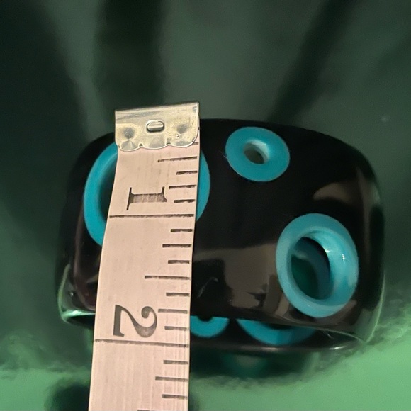 Vintage Black & Green Holes Plastic Bangle Bracelet - Picture 7 of 8